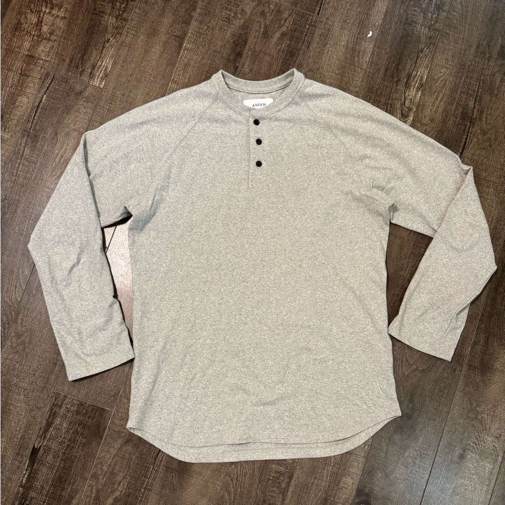 ANIAN Henley - Unisex - Heather Grey - Large